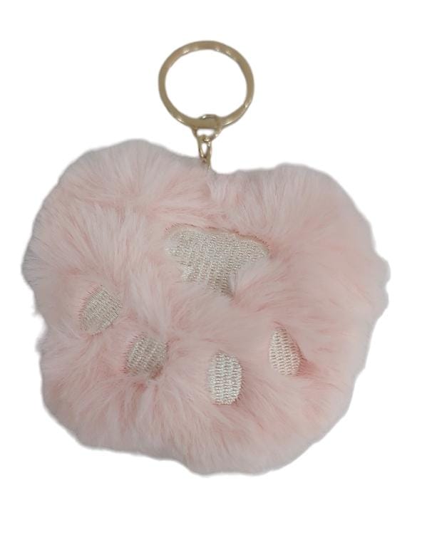 Chaveiro Pompom branco rosa claro